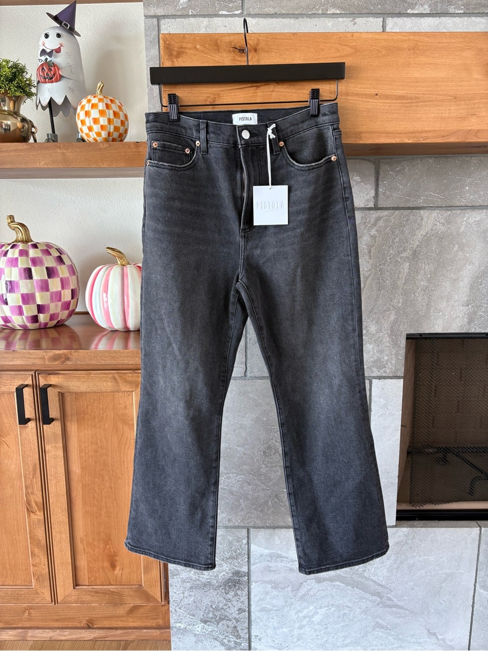 pistola Charcoal Black Wide-Leg High-Rise Jeans